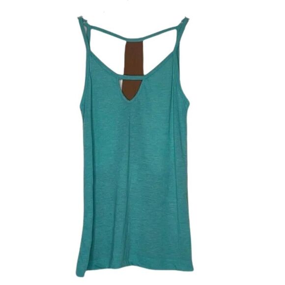 Chaser Tops - NEW Chaser Teal Brown Paneled Racer Back Camisole Sz. XS